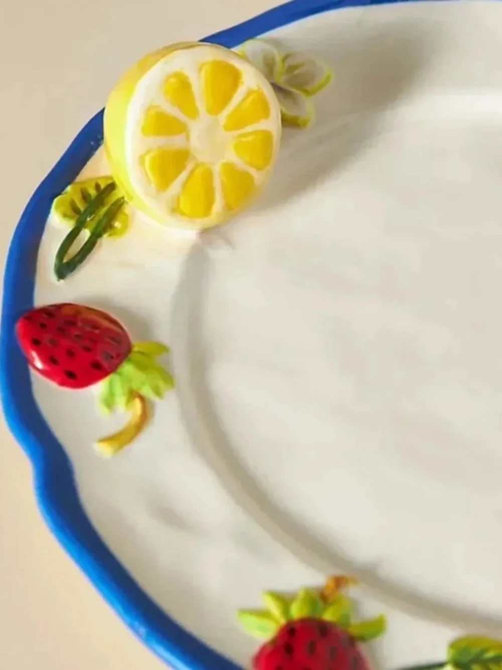 NWT Anthropologie Faye Dessert Plate White Strawberry